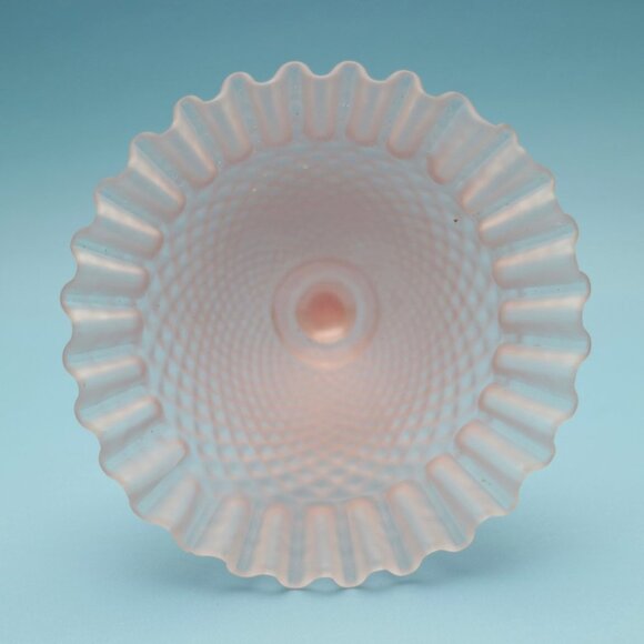 Frosted Pink Satin Vintage Candy Holder Compote - Crimped - Picture 4 of 4